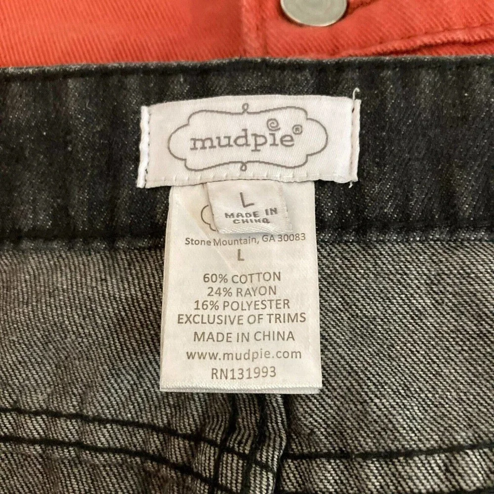 Mudpie‎ Skirt Womens Sz L Black Denim Jean Button Front Frayed Hem Mini